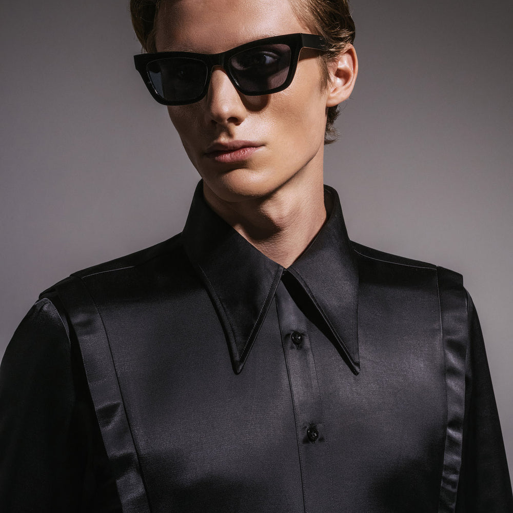Phix X David Bowie Black Satin Bolt Shirt & Phix