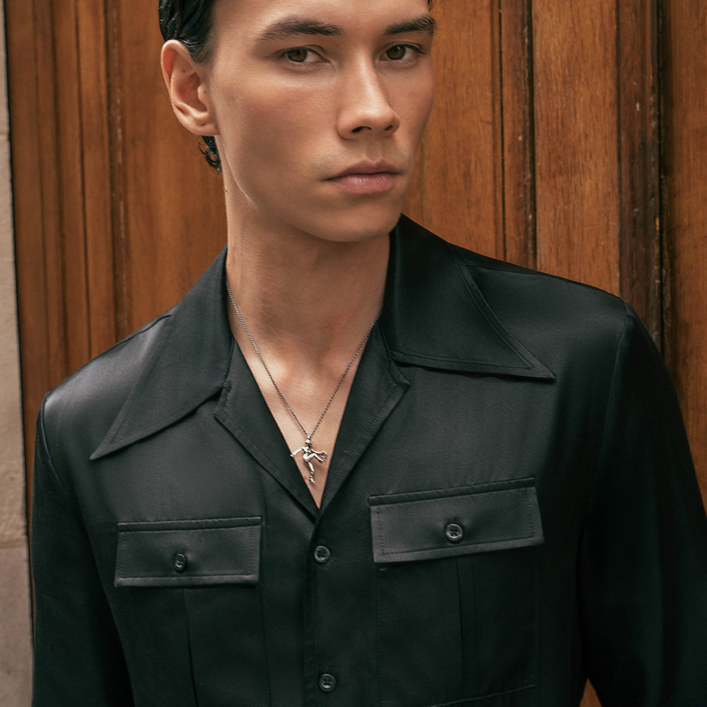 Monogram Cuban Collar Silk Shirt