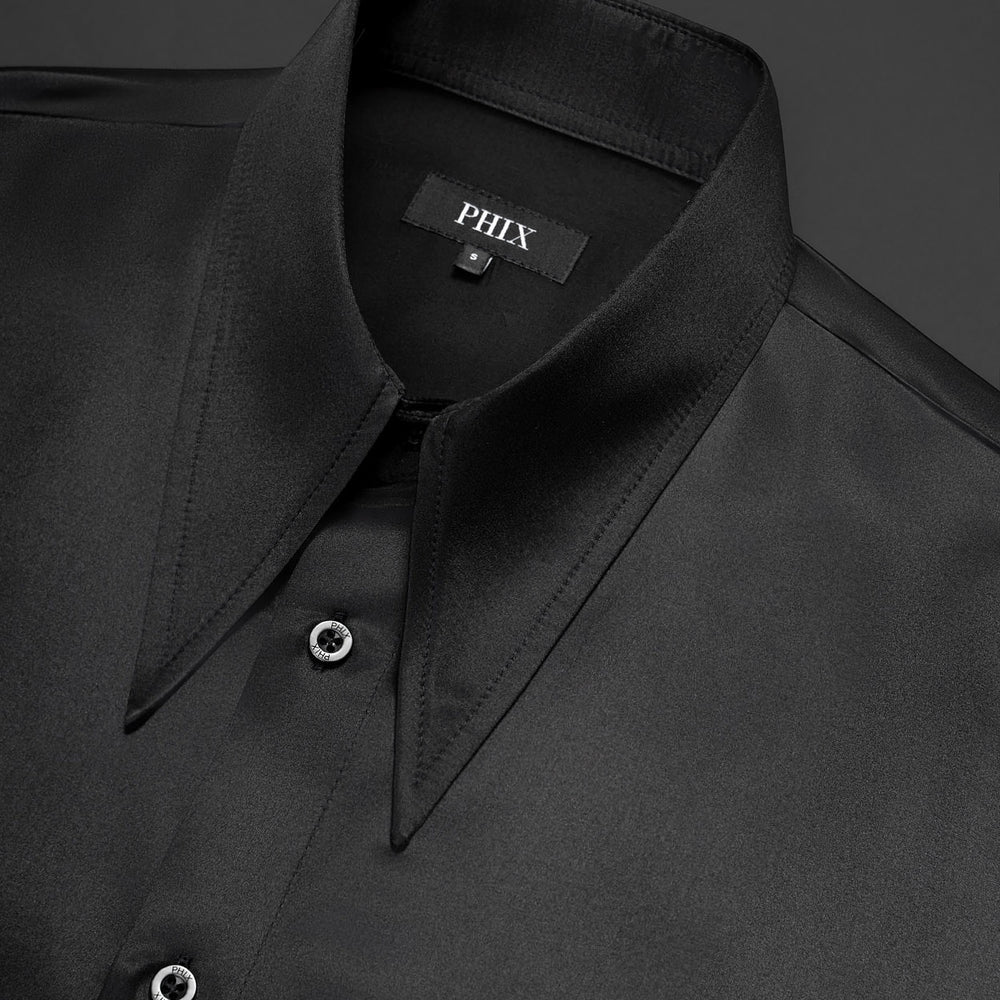 Peak Collar Shirt - Black