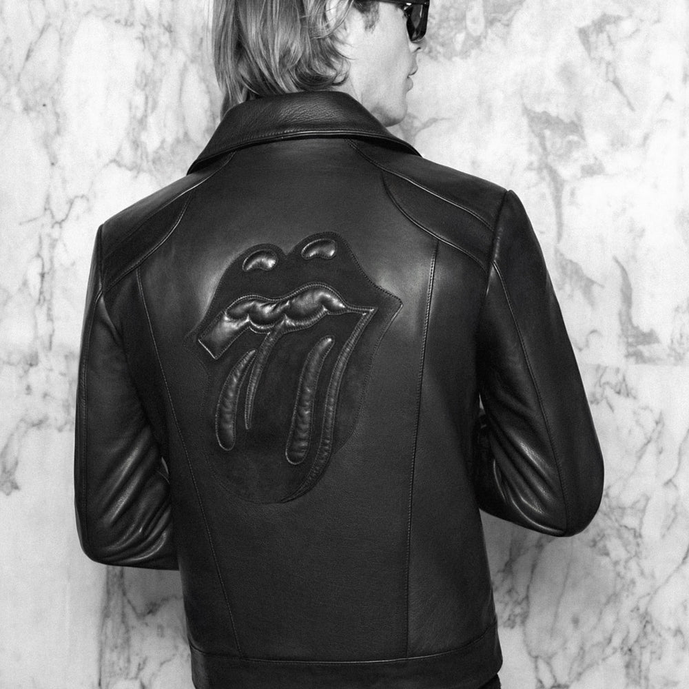 Phix X Rolling Stones Leather Lips Suede Patch Biker Jacket ‐ Phix