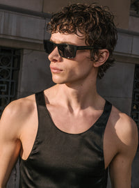 Black Silk Tailored Vest