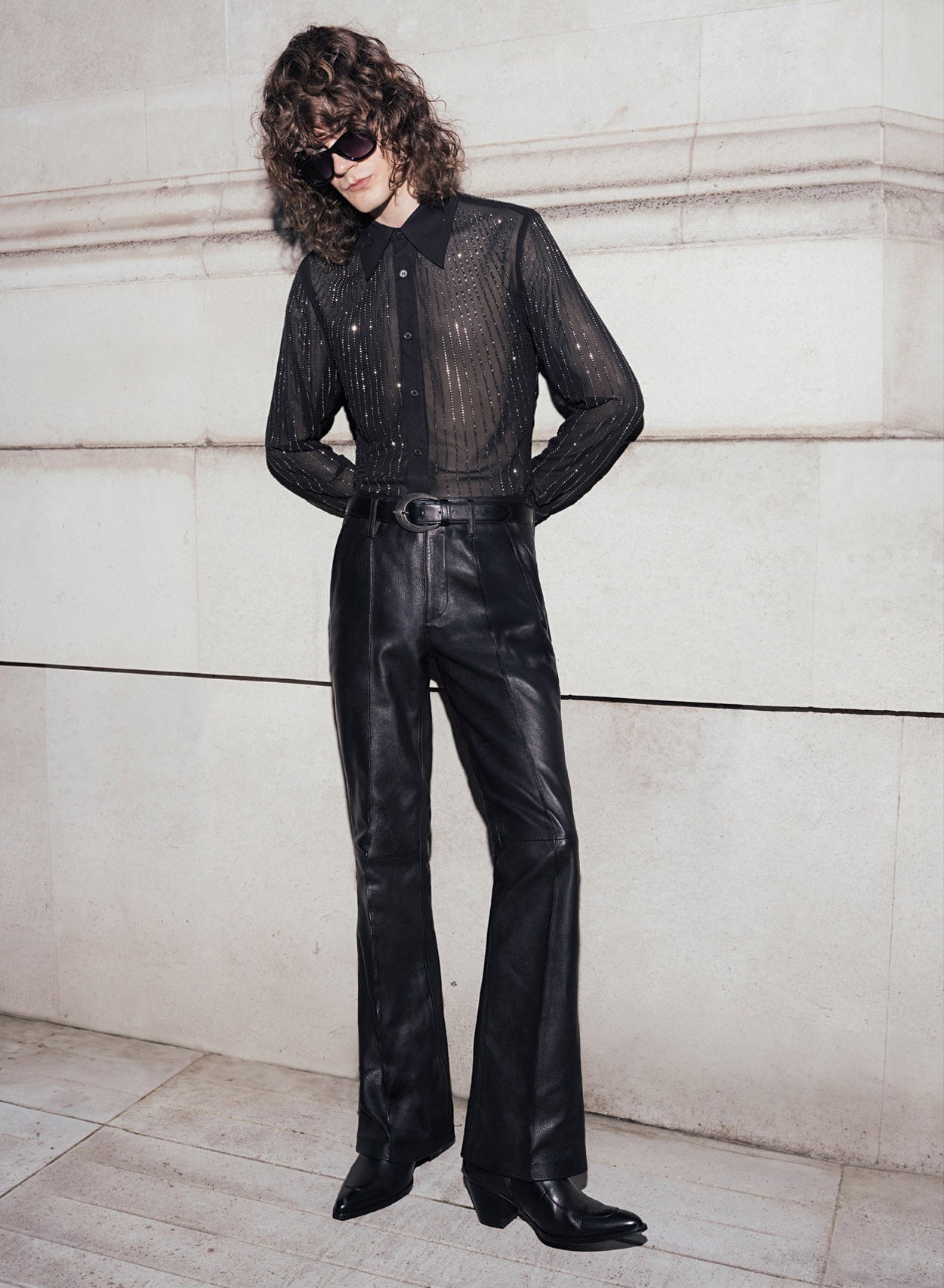High Waisted Pin Tuck Slim Fit Flare Leather Trousers – PhixClothing.com
