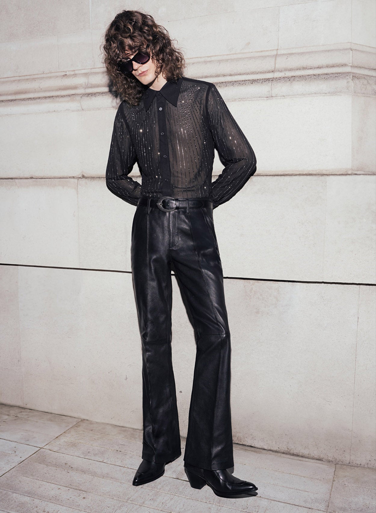 Flared leather trousers Clearance