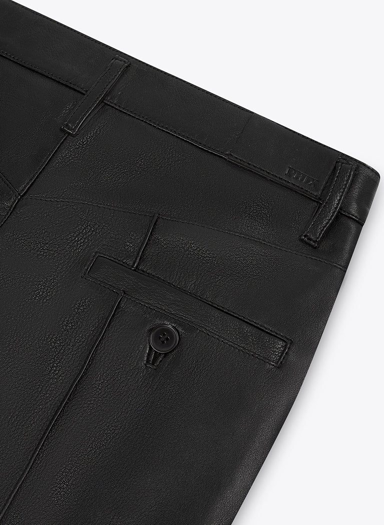 High Waisted Pin Tuck Slim Fit Flare Leather Trousers