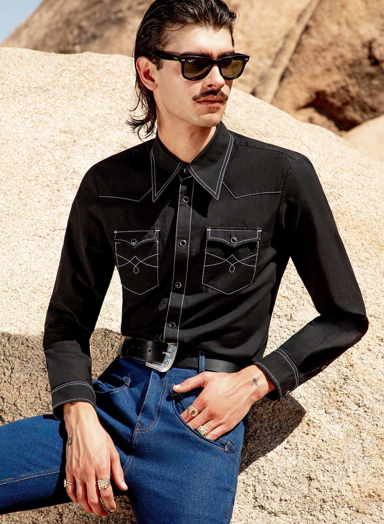 Black Denim 70 s Western Shirt Phix
