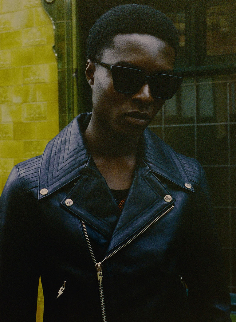 Phix X David Bowie Leather Lightning Bolt Biker Jacket