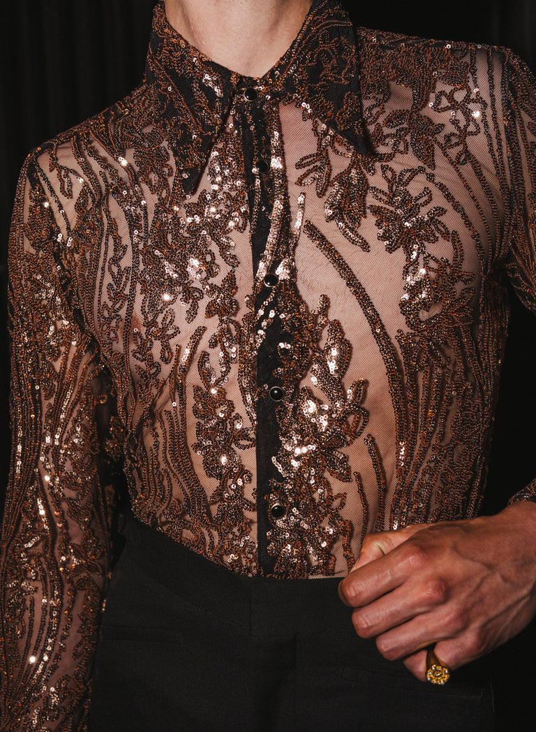 Champagne Gold Sequin Shirt