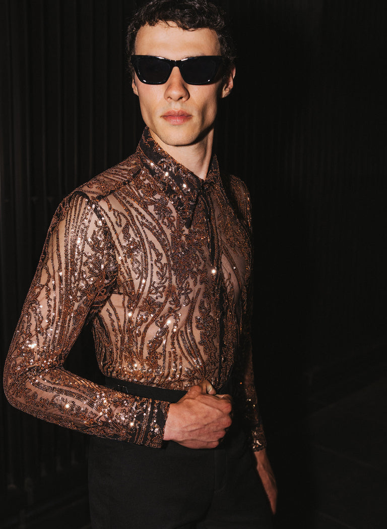 Champagne Gold Sequin Shirt