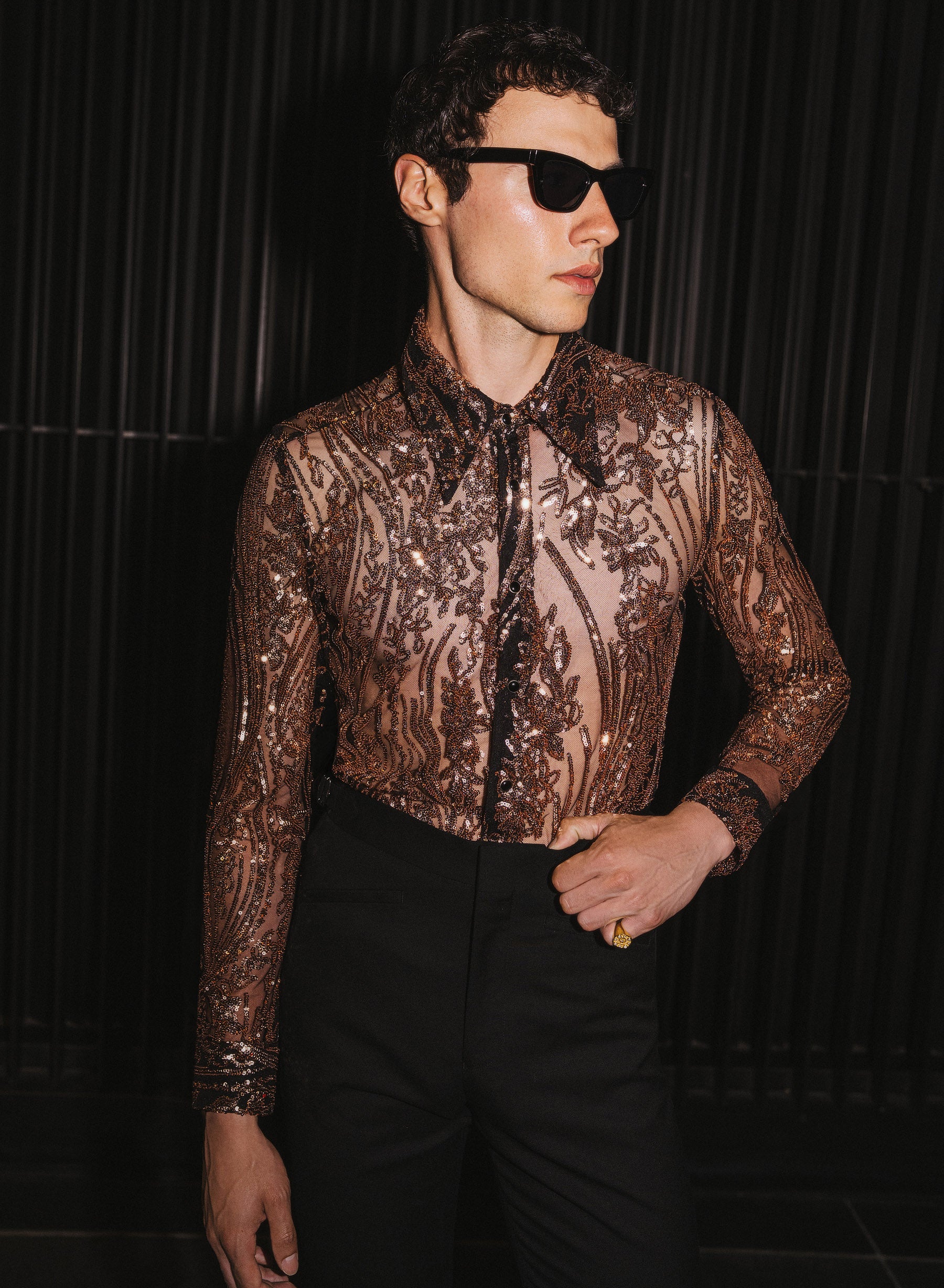 Champagne Gold Sequin Shirt ‐ Phix