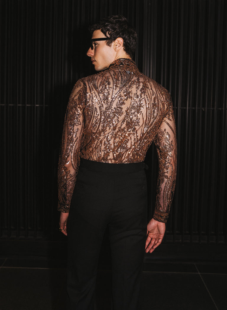 Champagne Gold Sequin Shirt