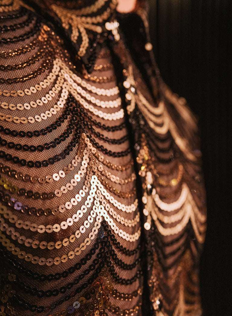 Nocturna Gold Sequin Embellished Shirt