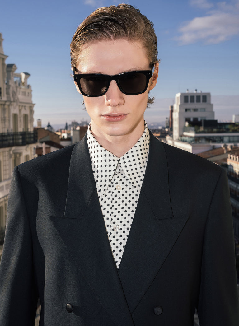 Black Double Breasted Wool Blazer