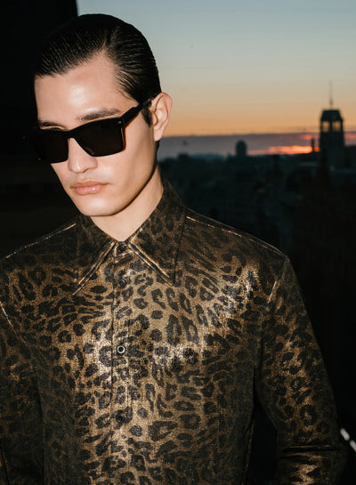 Gold Metallic Leopard Print Shirt