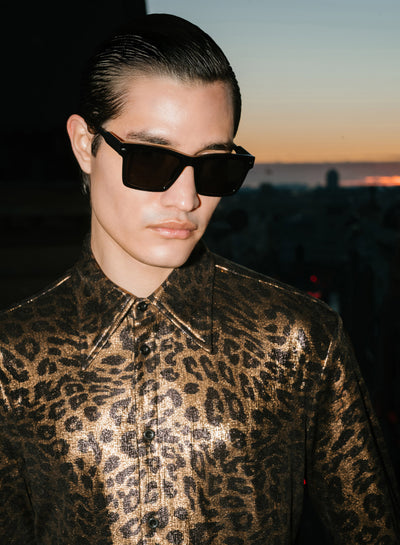 Gold Metallic Leopard Print Shirt