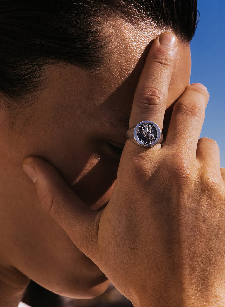 Silver Horse Western Signet Ring