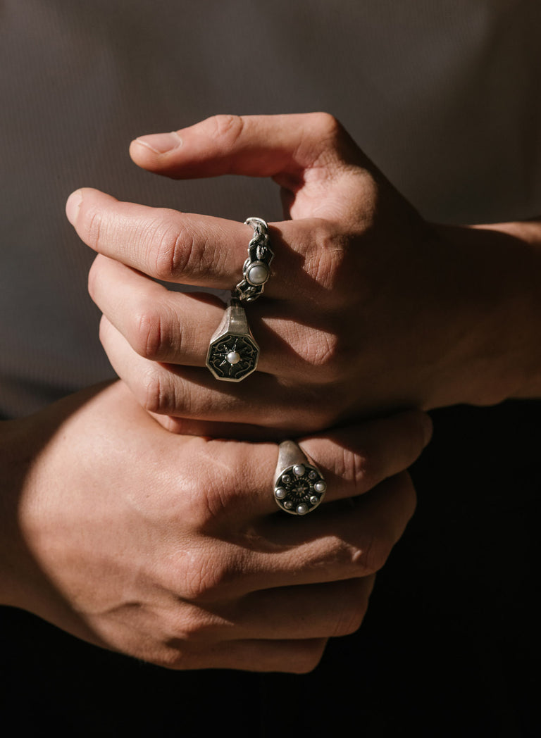 Silver Solis Pearl Ring