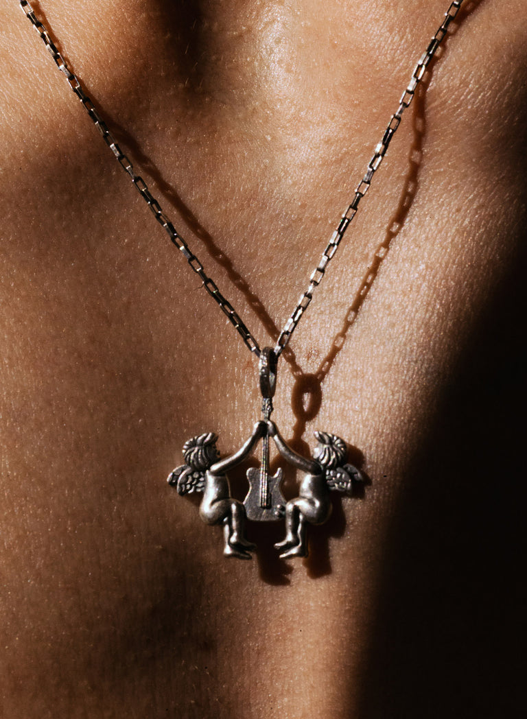 Silver Celestial Strings Pendant Necklace