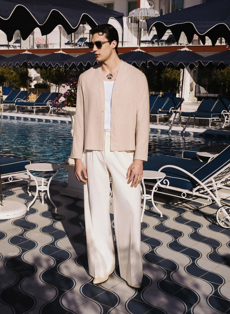 Ivory Linen Kimono Shirt