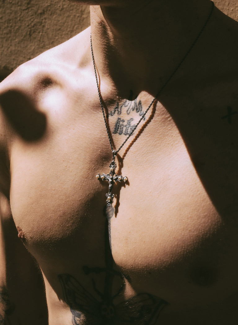 Silver Ornate Crucifix Necklace