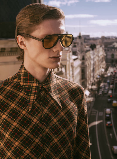 Brown & Black Tartan Viscose Shirt