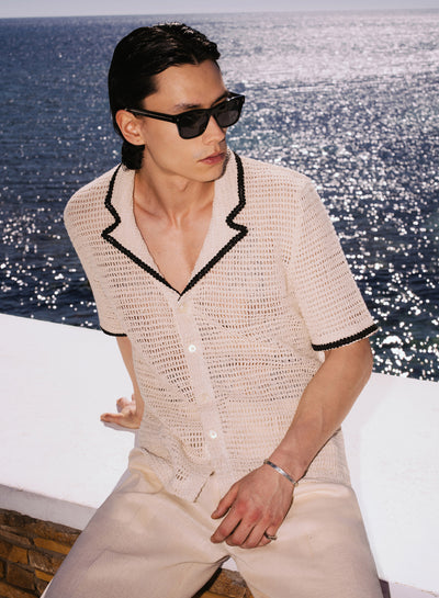 Ivory Crochet Cuban Shirt