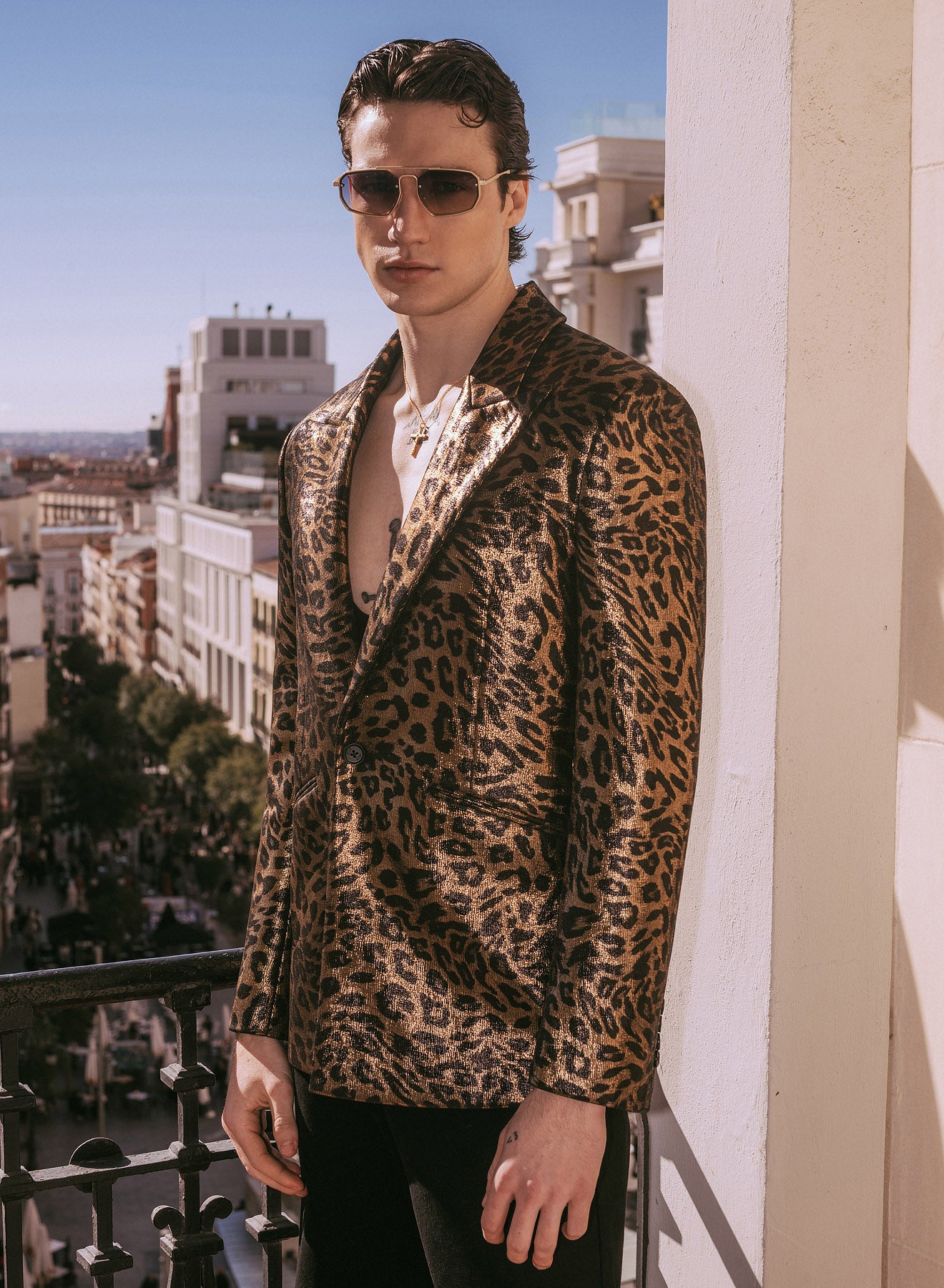 Gold Metallic Leopard Print Blazer Phix Gold Metallic Leopard Print Blazer Phix