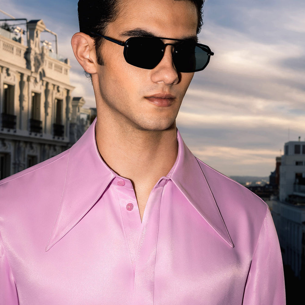 Pink Viscose Dagger Collar Shirt & Phix
