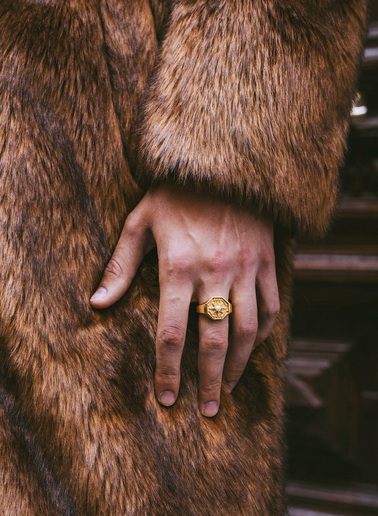 Brown Double Breasted Faux Fur Long Coat