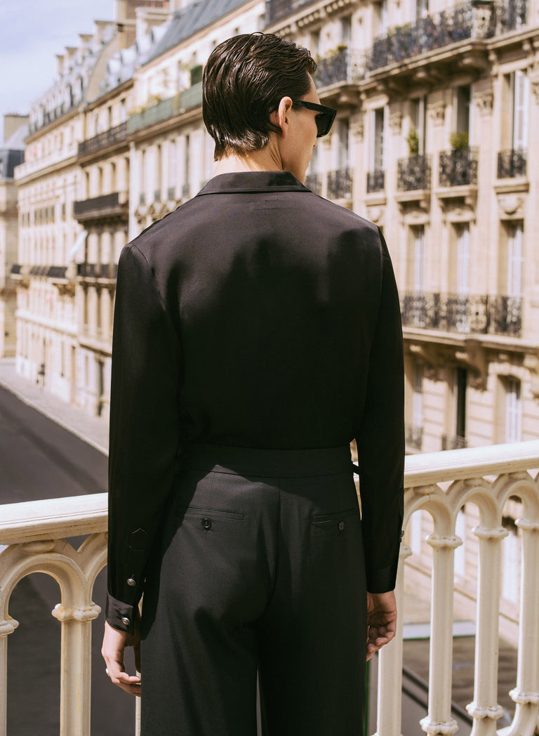 Pure Viscose Black Double Breasted Shirt