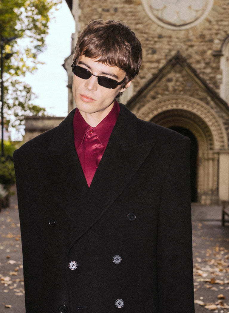 Phix X The Beatles Black Pure Wool Double Breasted Long Coat