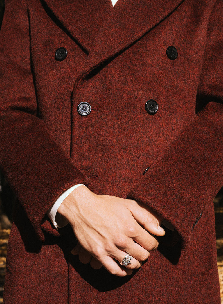 Phix X The Beatles Burgundy Pure Wool Double Breasted Long Coat