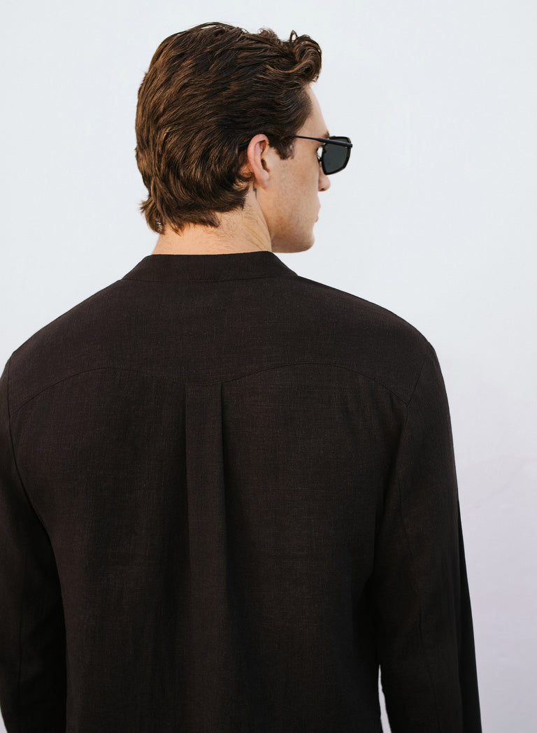 Black Linen Kimono Shirt