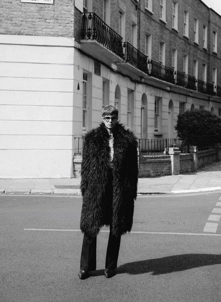 Phix X The Beatles 1969 Black Faux Fur Coat
