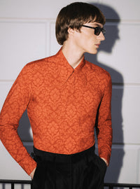 Phix X The Beatles Burnt Orange Floral Shirt