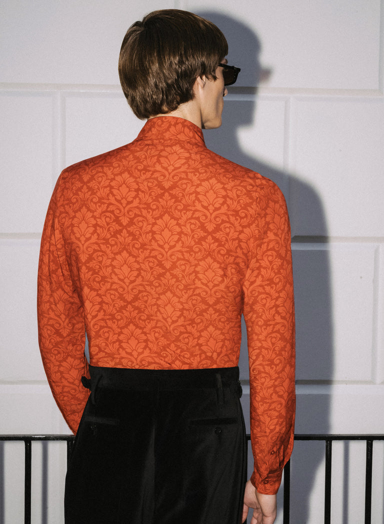 Phix X The Beatles Burnt Orange Floral Shirt