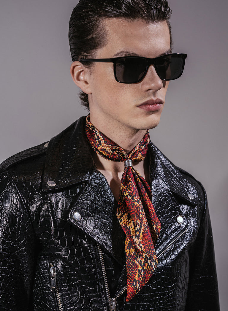 Red Silk Snake Effect Scarf