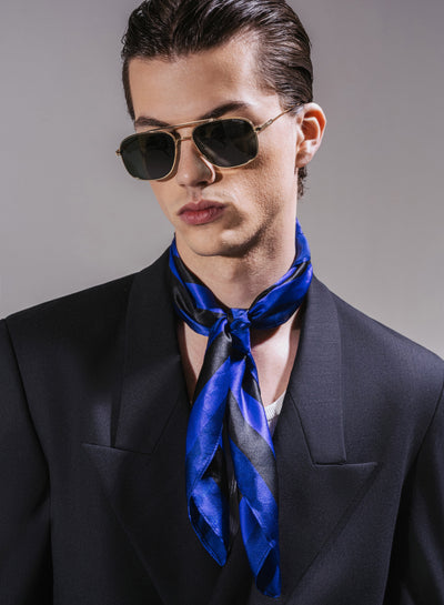 Purple & Black Stripe Silk Scarf