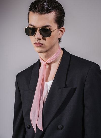 Pink Silk Chiffon Scarf