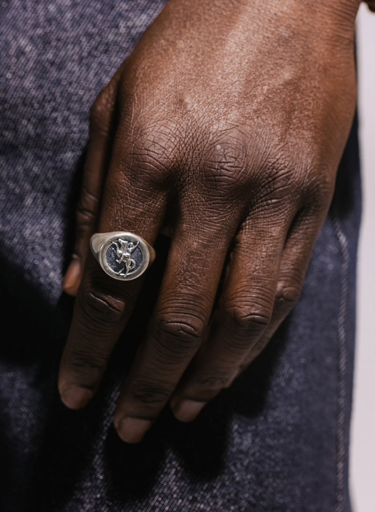 Silver Horse Western Signet Ring