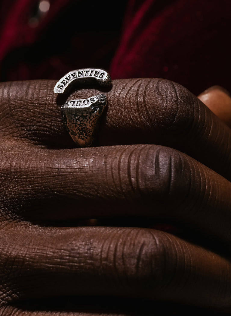 Silver Seventies Soul Textured Cuff Ring