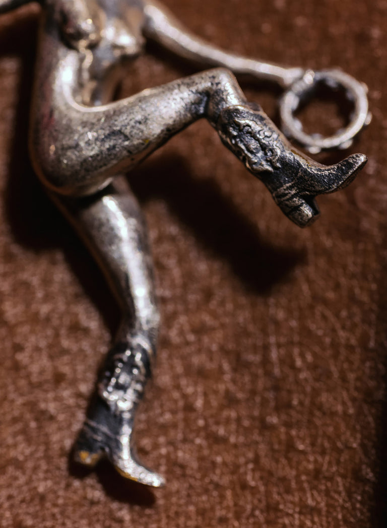 Silver Tambourine Girl Pendant Necklace