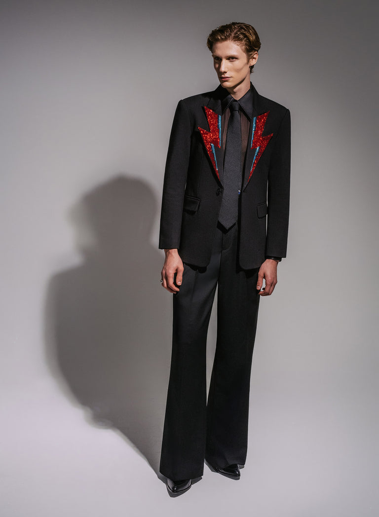 Phix Rappe Phix X David Bowie Rhinestone Bolt Blazer & Phix