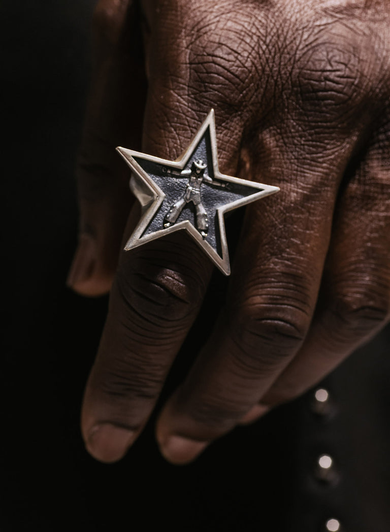 Silver Cowboy Oversized Western Star Ring