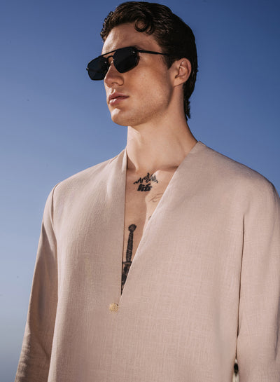 Ivory Linen Kimono Shirt