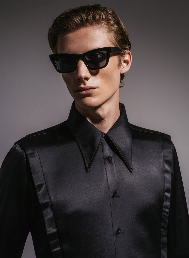 Phix X David Bowie Black Satin Bolt Shirt