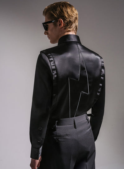 Phix X David Bowie Black Satin Bolt Shirt