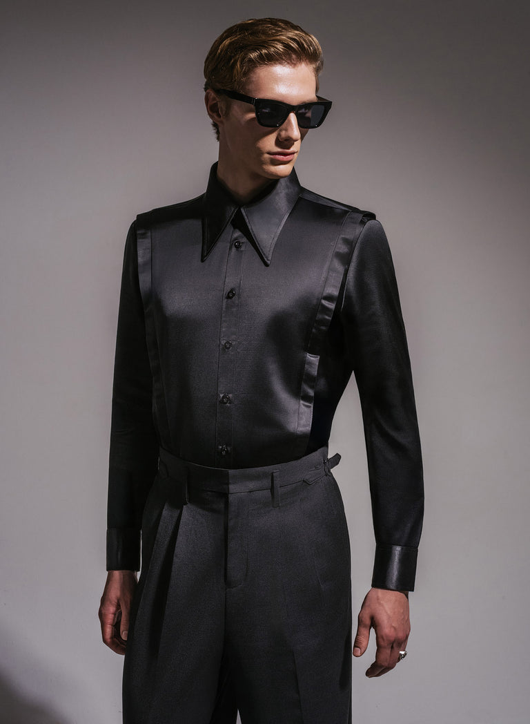 Phix X David Bowie Black Satin Bolt Shirt