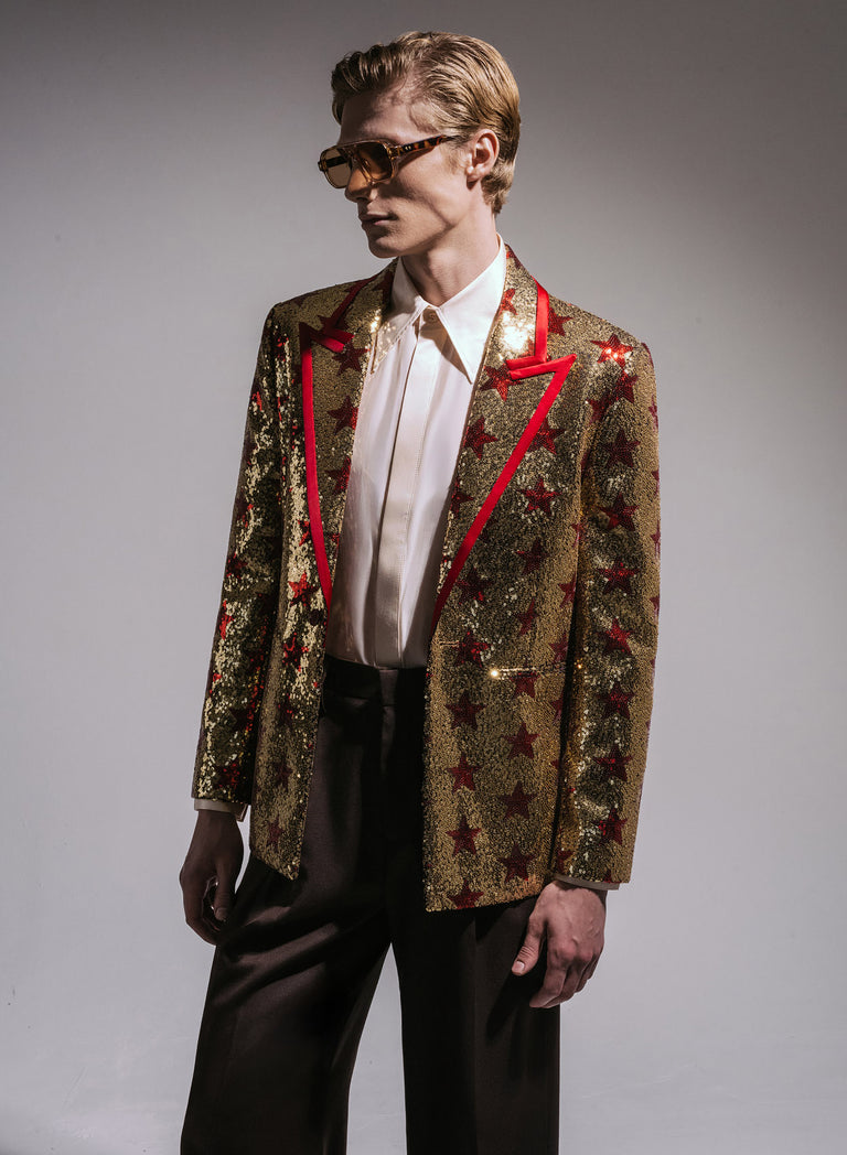 Phix X David Bowie Gold Sequin Star Blazer
