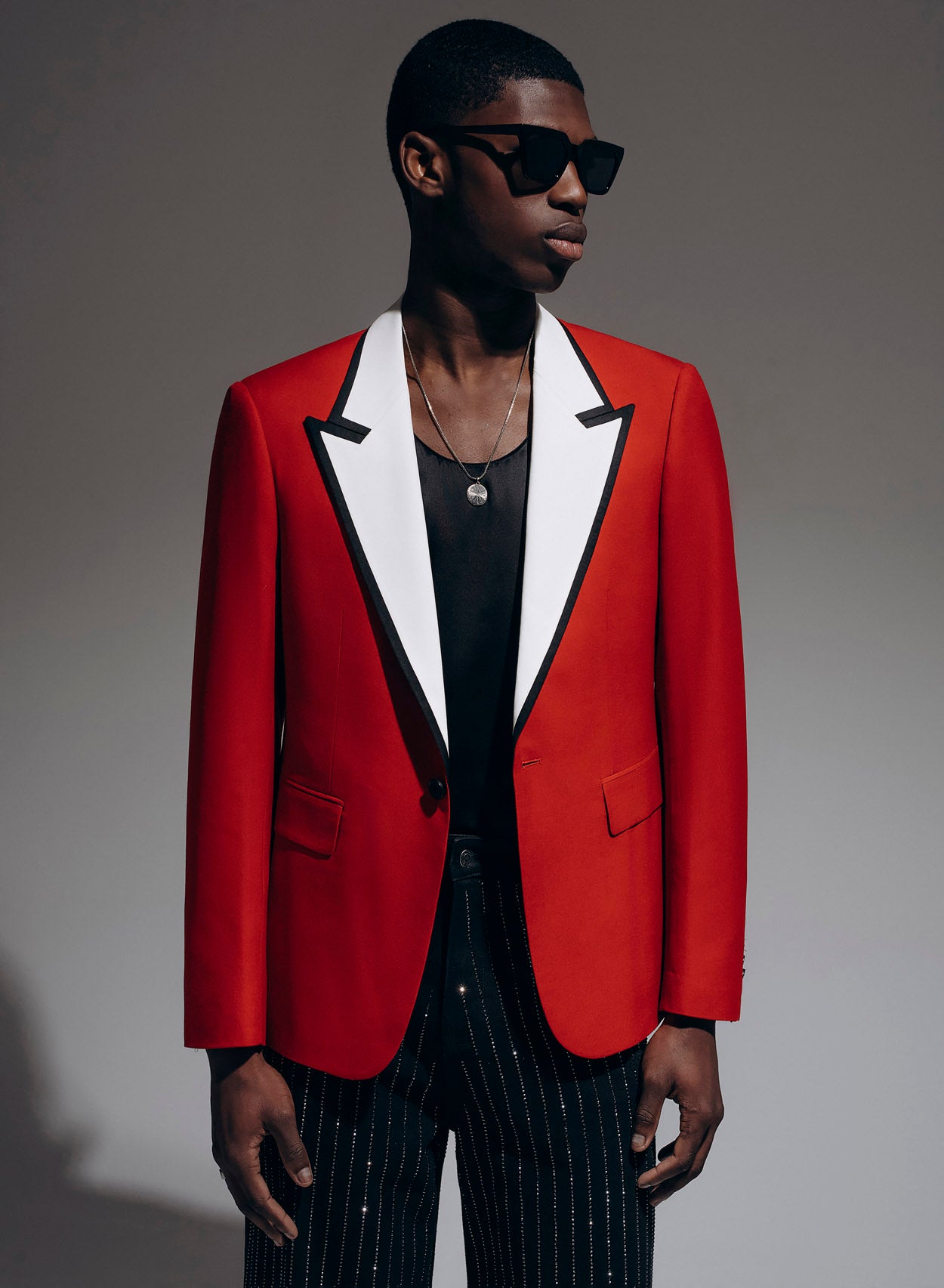 Phix Men's Red & White 70s Blazer with Contrast Lapel In Size X-Small Phix Men's Red & White 70s Blazer with Contrast Lapel In Size X-Small