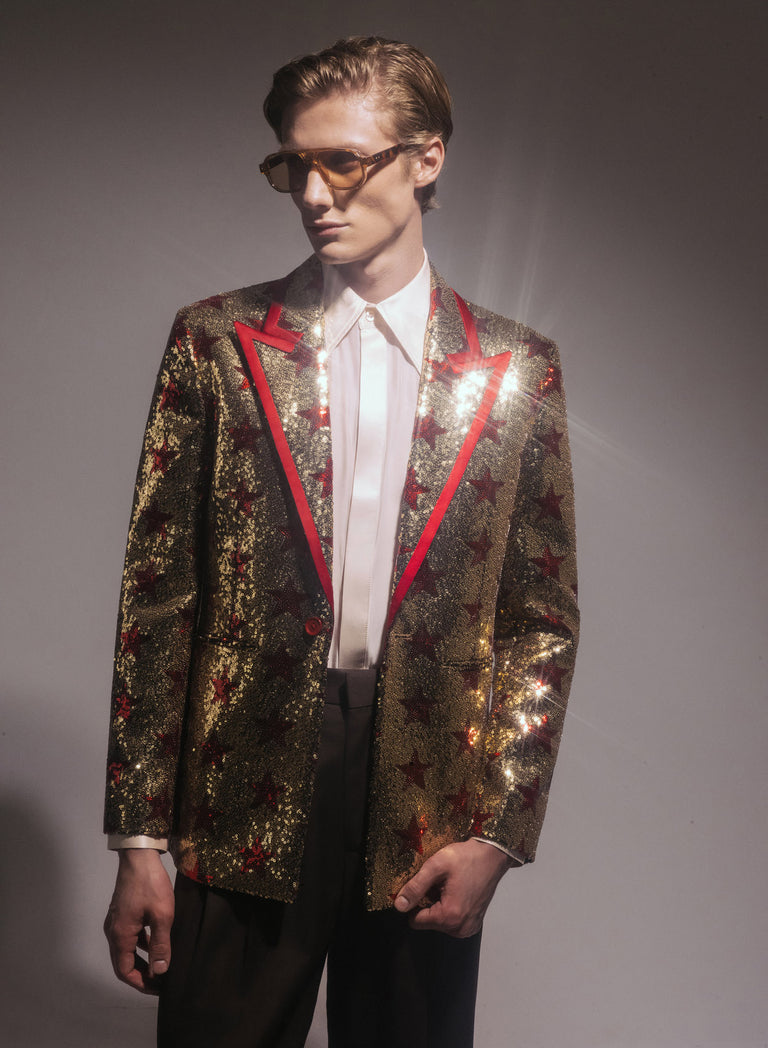 Phix X David Bowie Gold Sequin Star Blazer